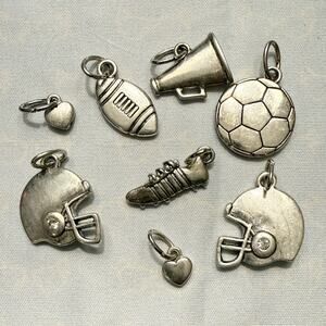 Premier Designs Kick-Off Sports Charm Set Antiqued Silver Plate Football Soccer